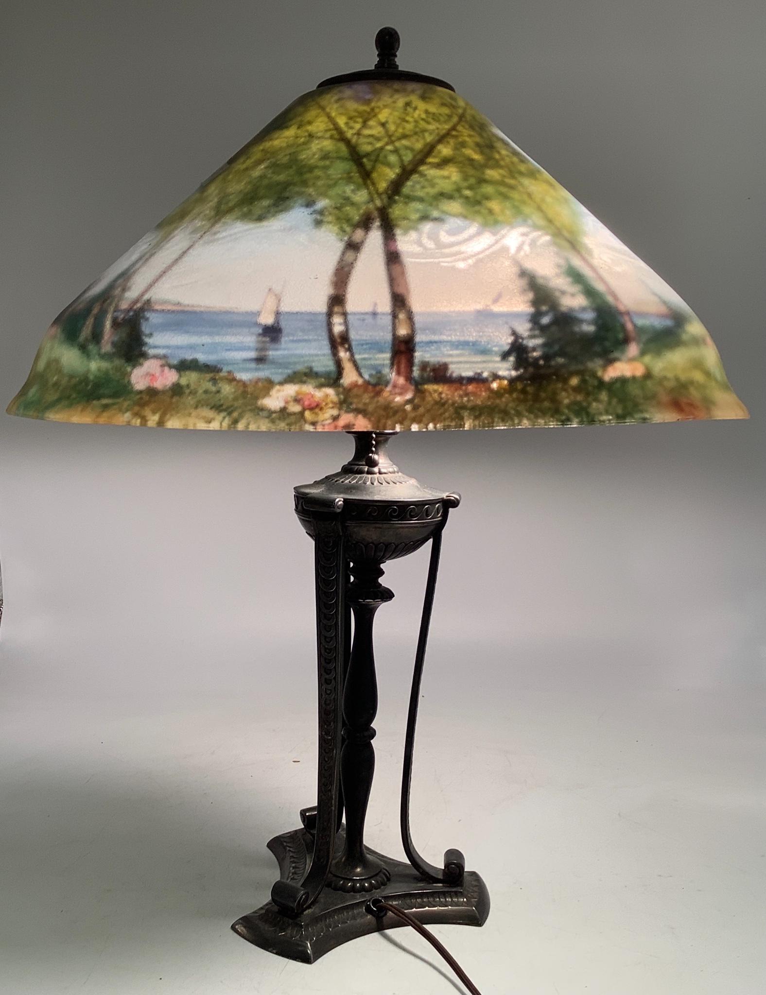 Stamped Pairpoint (see picture) reverse painted lamp (1 of 10)