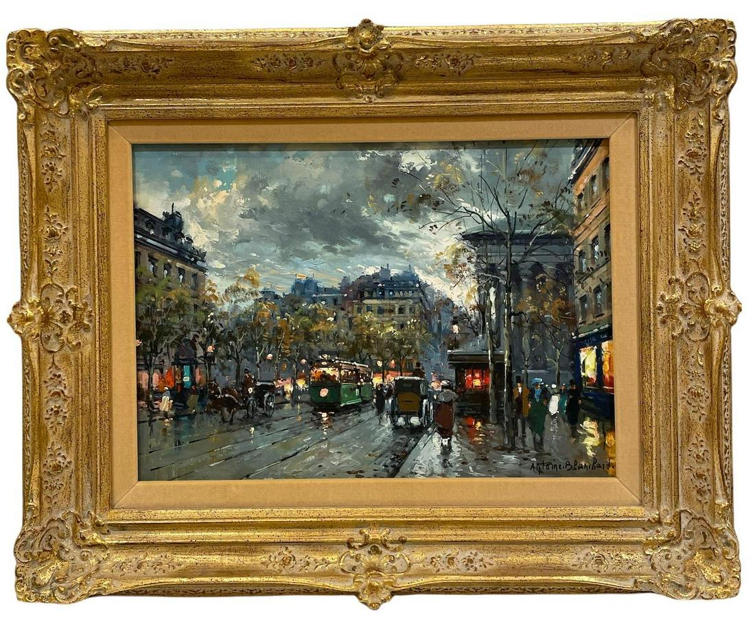 Antoine Blanchard (1910-1988) Paris street scene oil on (1 of 3)