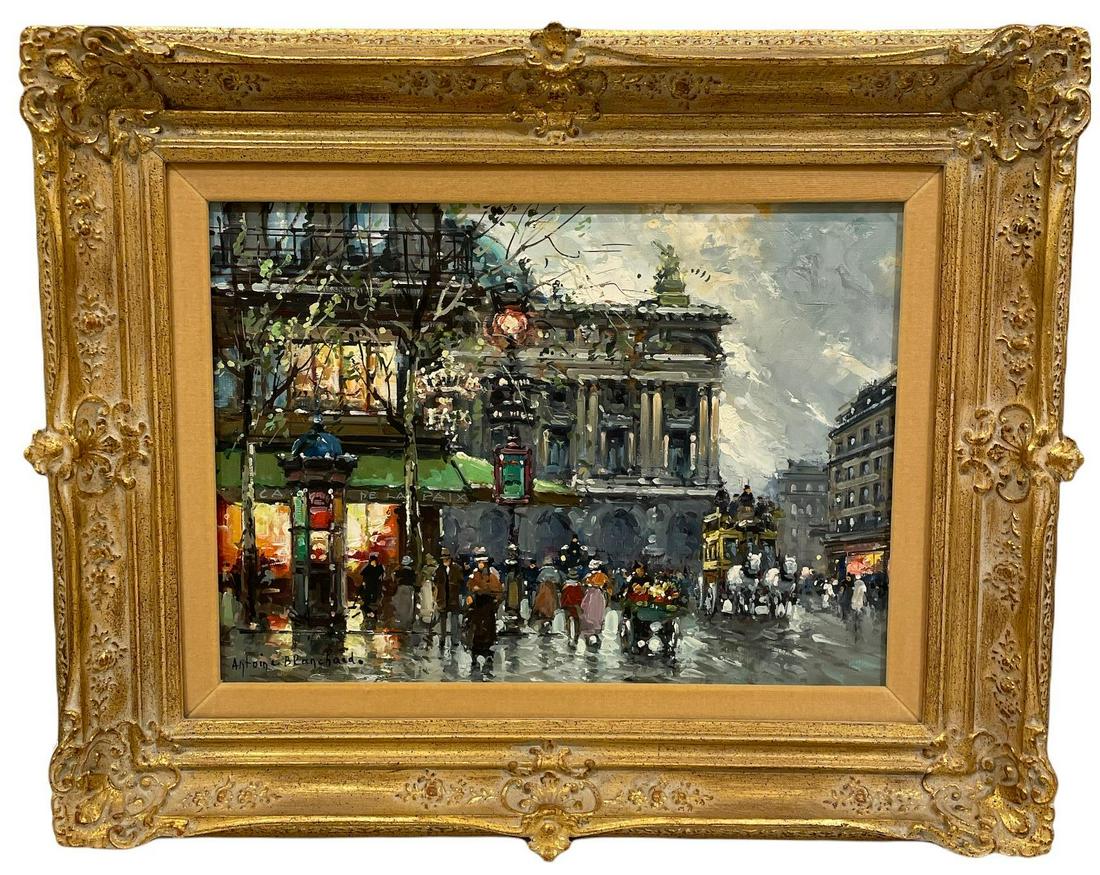 Antoine Blanchard (1910-1988) Paris street scene oil on (1 of 3)