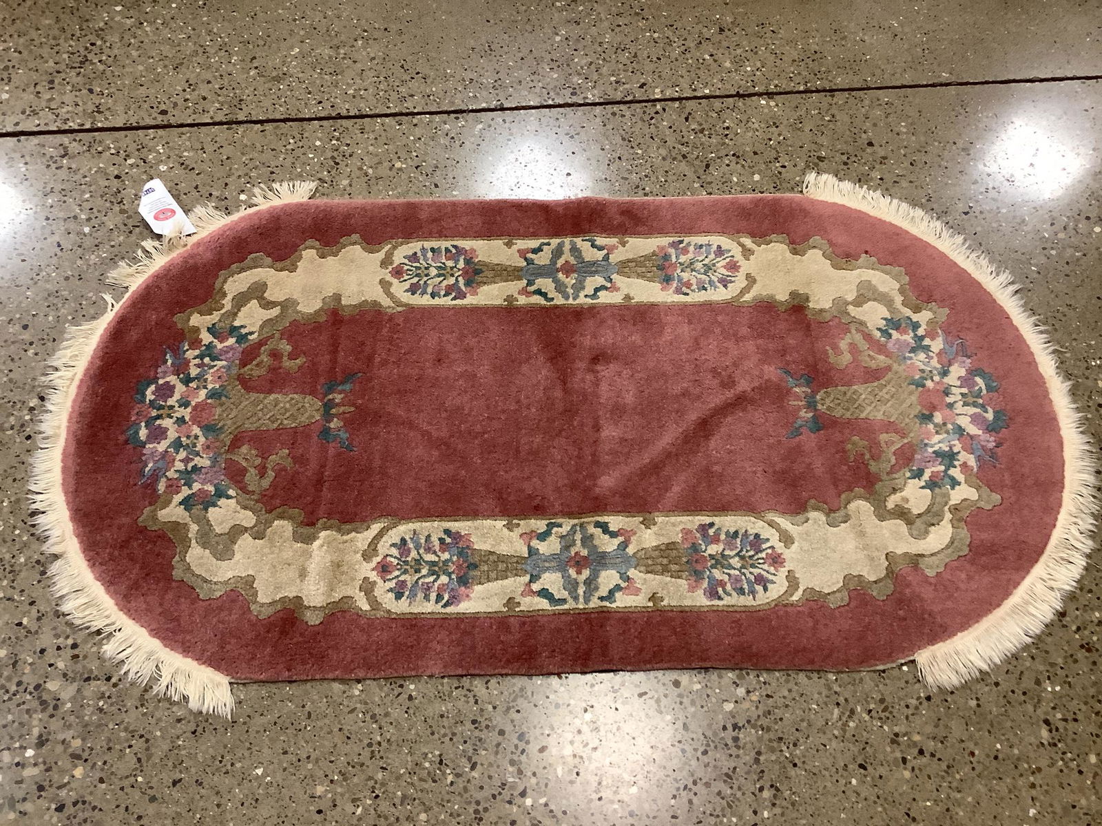 Oriental rug, Chinese pictorial, 3' x 5'6" This lot (1 of 4)