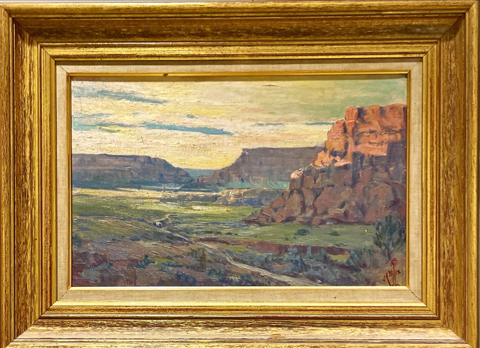 JR Willis oil on board southwestern landscape. Signed (1 of 2)