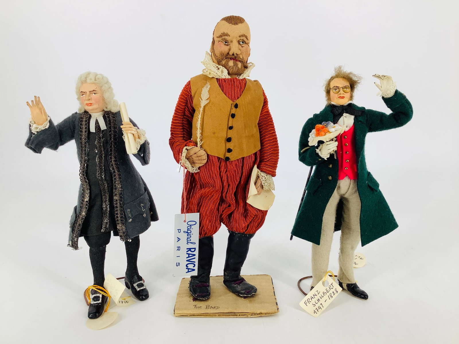 Lot (3) portrait dolls. Includes Johann S. Bach and (1 of 2)
