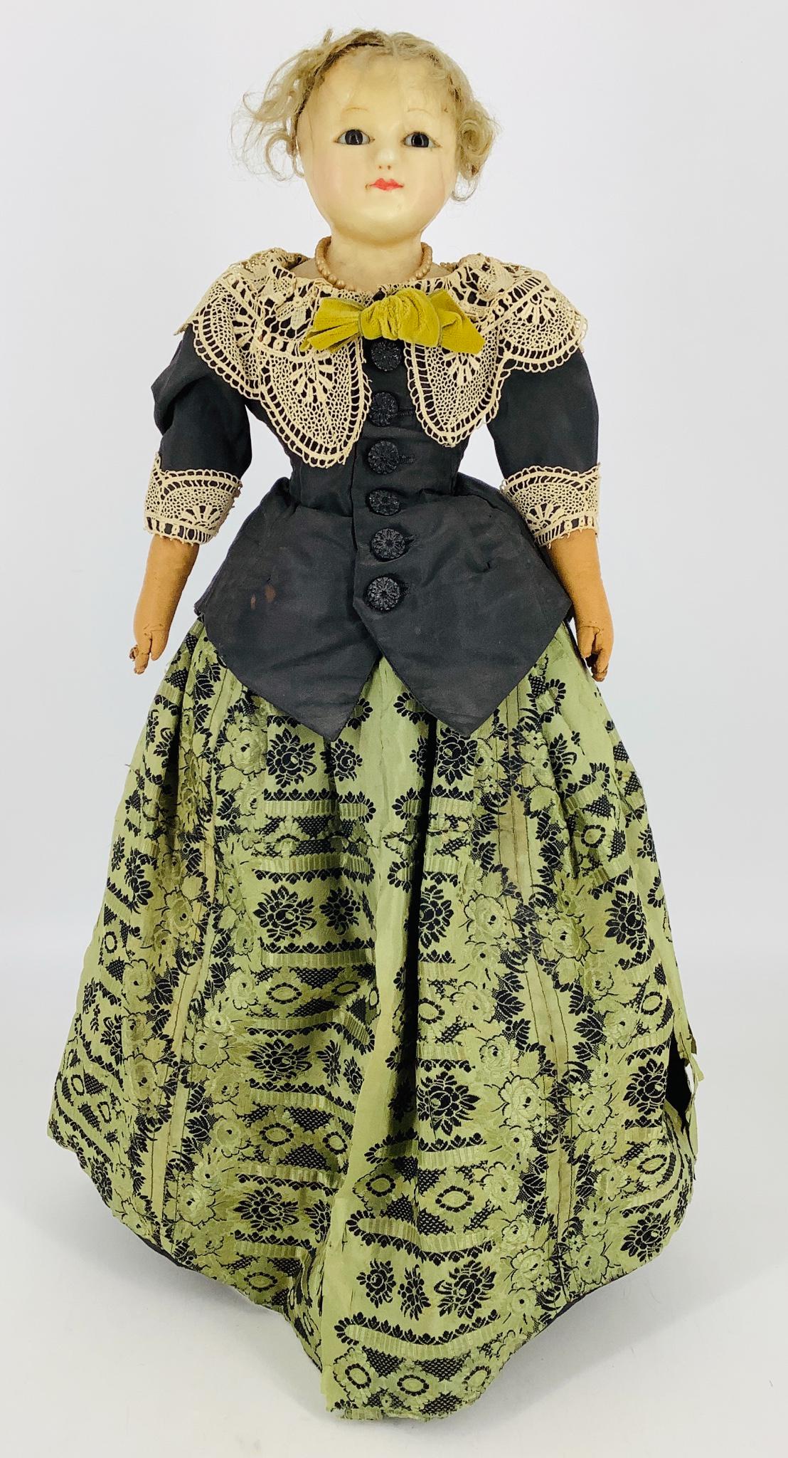 Early wax slit head lady. 21 1/2" shoulder head doll (1 of 4)
