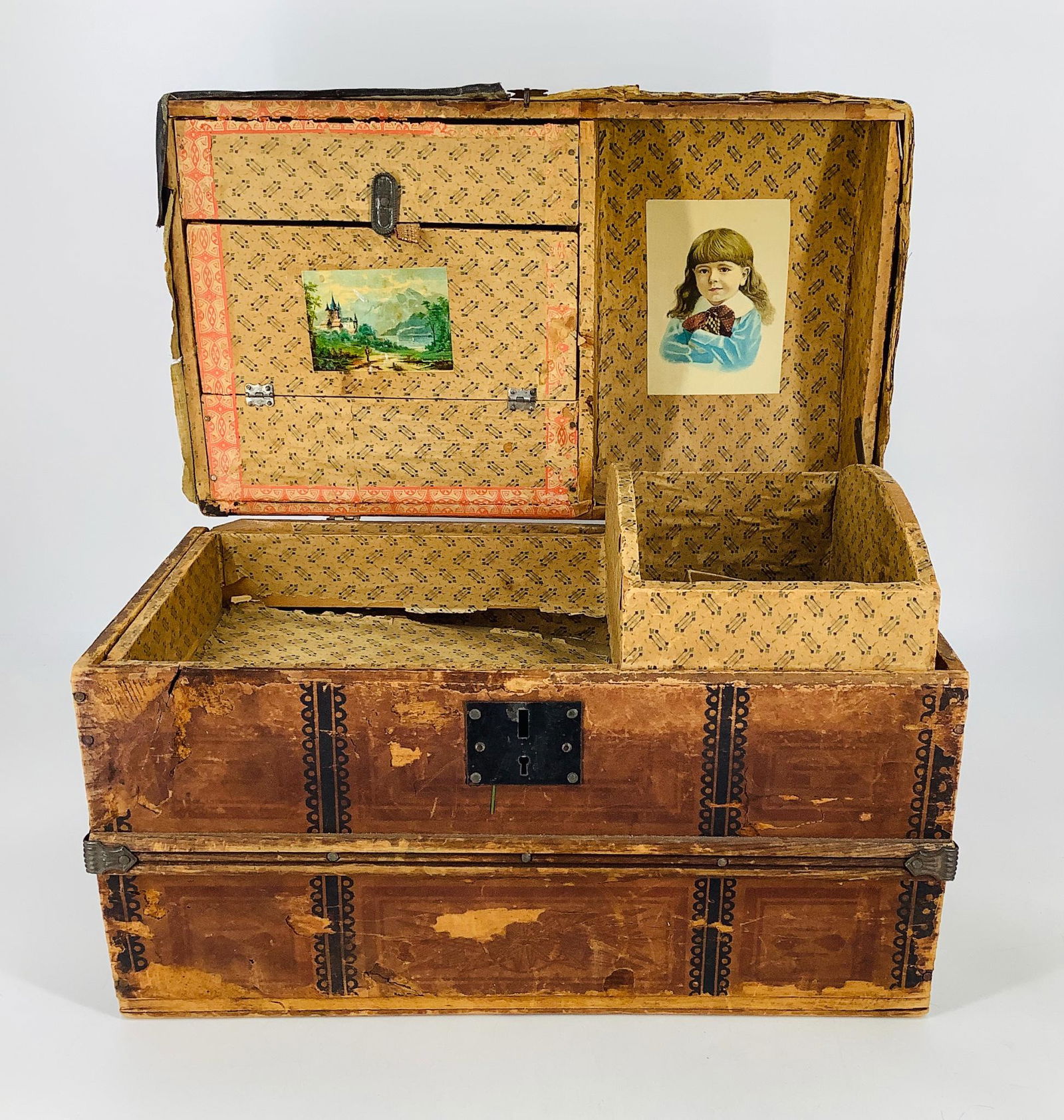 French Fashion Dome Top Trunk. Includes clothing and (1 of 4)