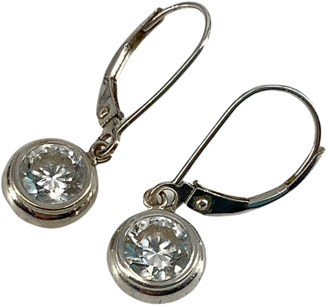 14kt White Gold & CZ Dangle Earrings (1 of 4)