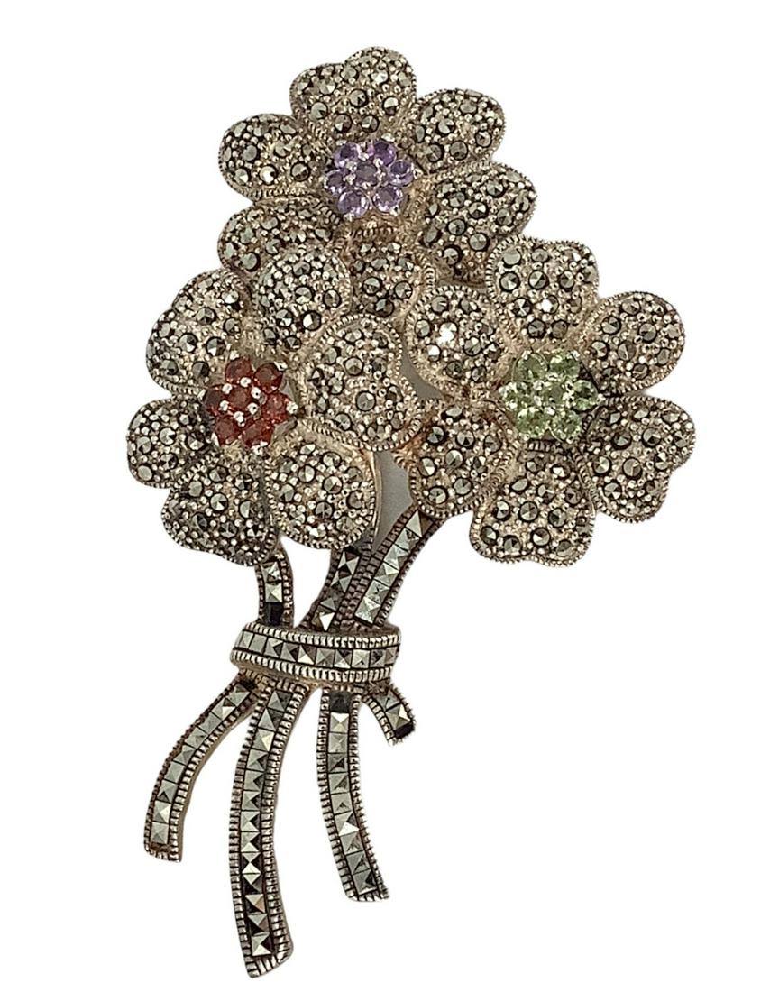 Sterling Silver Bouquet of Flowers Pin (1 of 2)