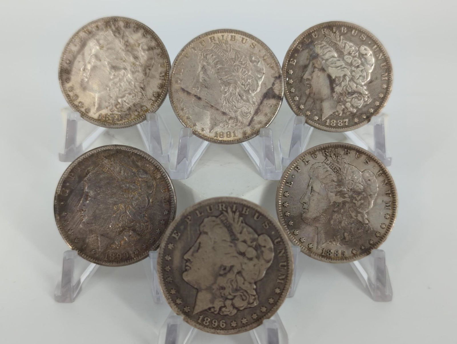 Six U.S. Morgan Silver Dollars (1 of 13)