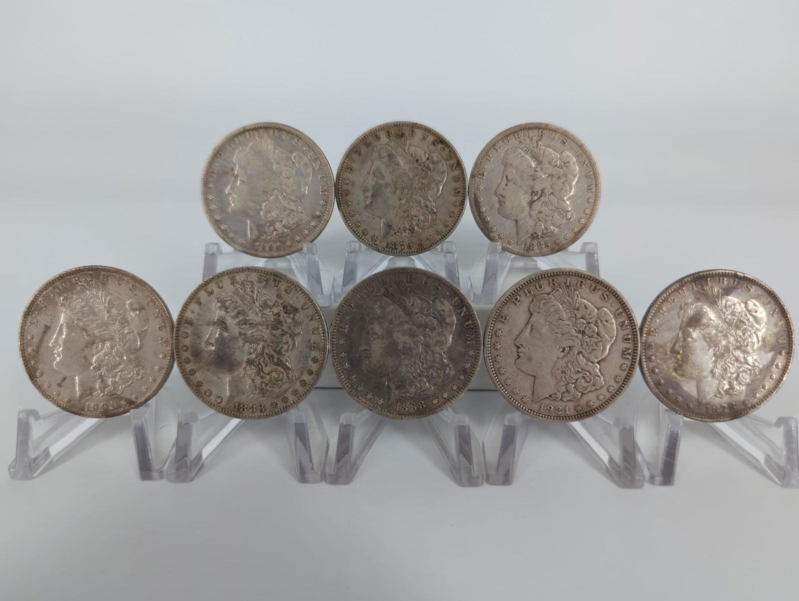 Eight U.S. Morgan Silver Dollar Coins (1 of 9)