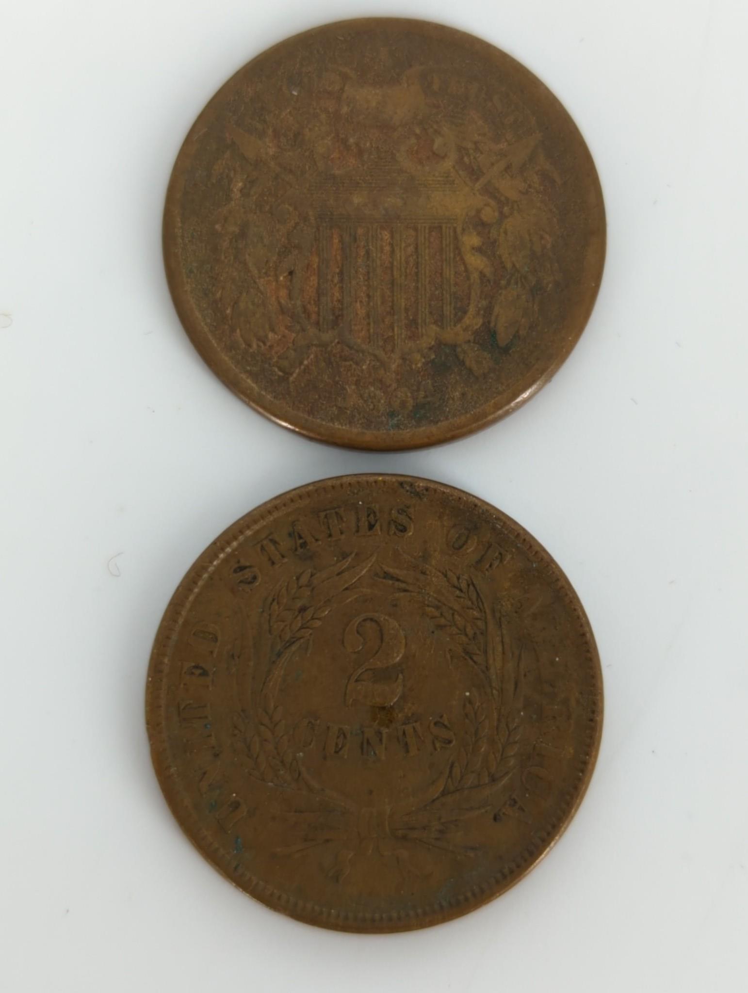 Two U.S. Two-Cent Coins (1 of 5)