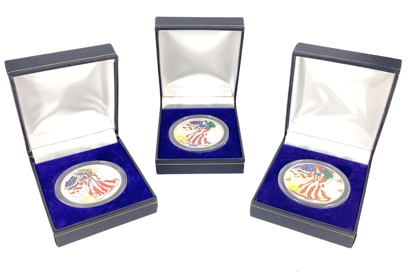 Three Colorized American Silver Eagle Coins (1 of 4)