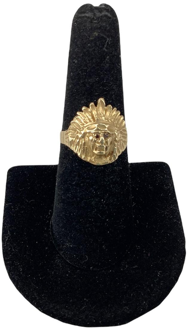 14kt Gold Native American Chieftain Ring (1 of 4)