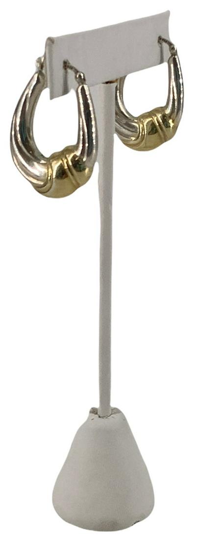 Dual Tone Sterling Silver Hoop Earrings (1 of 3)
