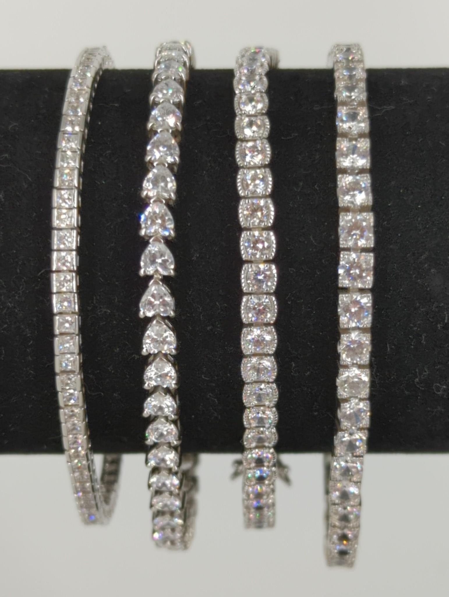Four Sterling Silver & CZ Stone Bracelets (1 of 9)