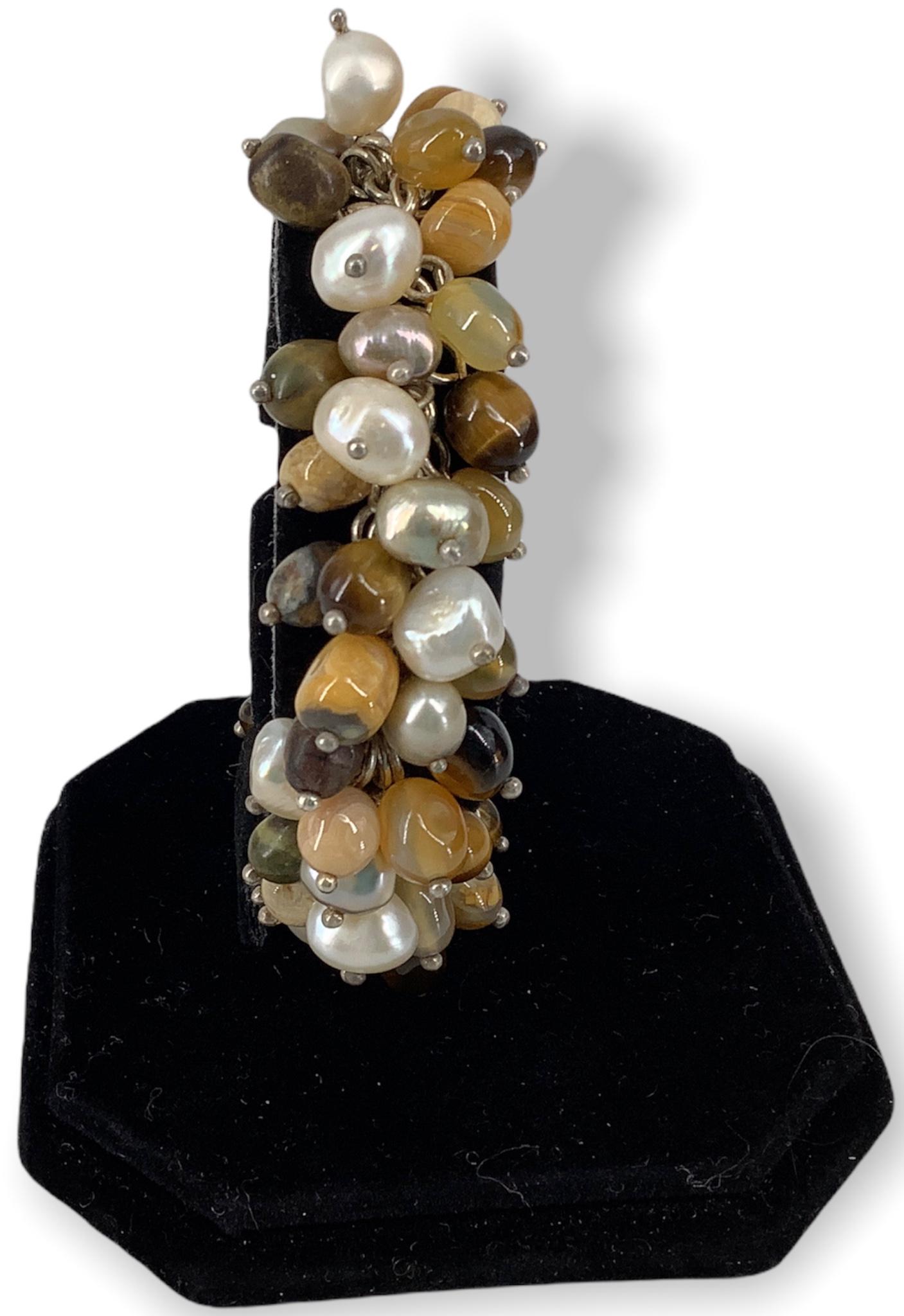 Sterling Silver, Pearl & Semi-Precious Stone Bracelet (1 of 4)