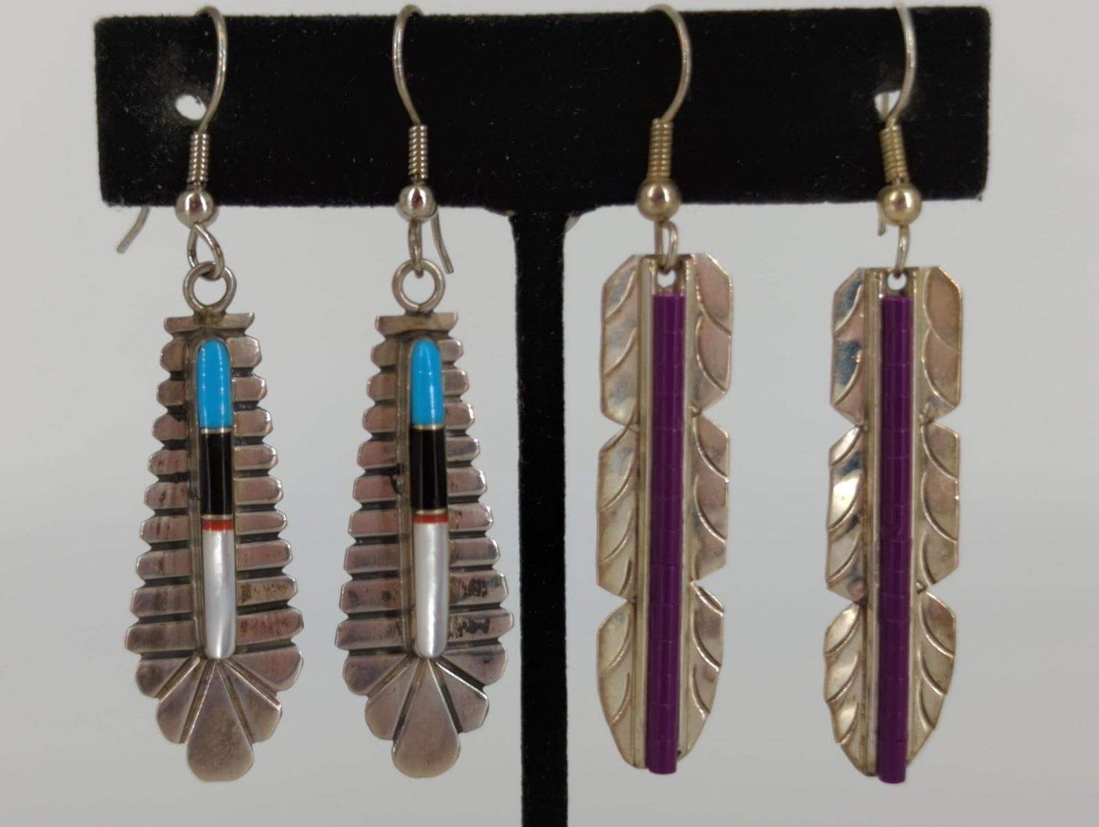 Two Pairs Of Sterling Silver Southwestern Style (1 of 5)