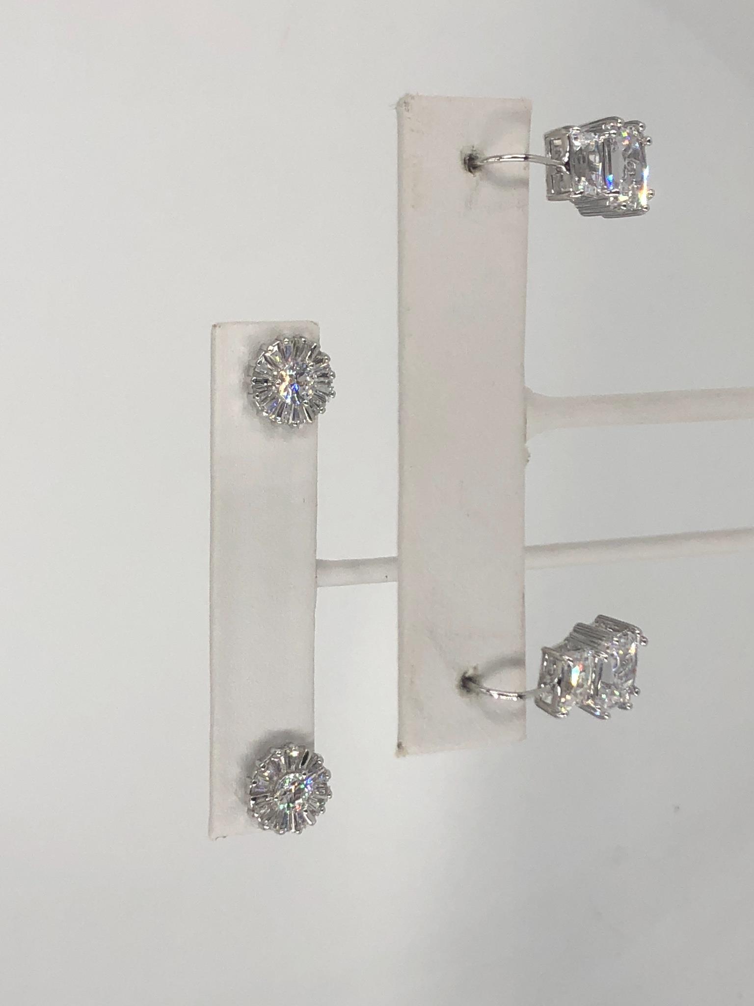 Two Pairs Of Sterling Silver & CZ stone Earrings (1 of 6)