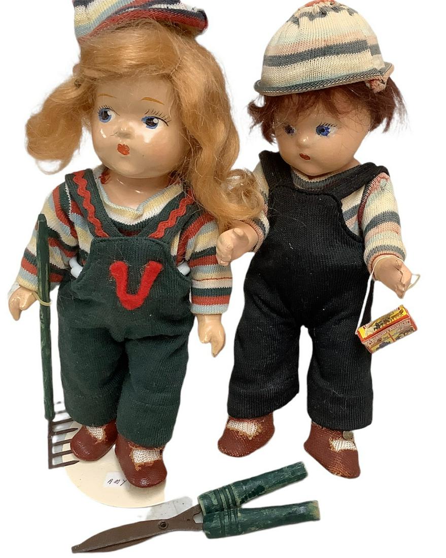 Lot of 2 gardening motif Toddles by Vogue dolls @ (1 of 2)