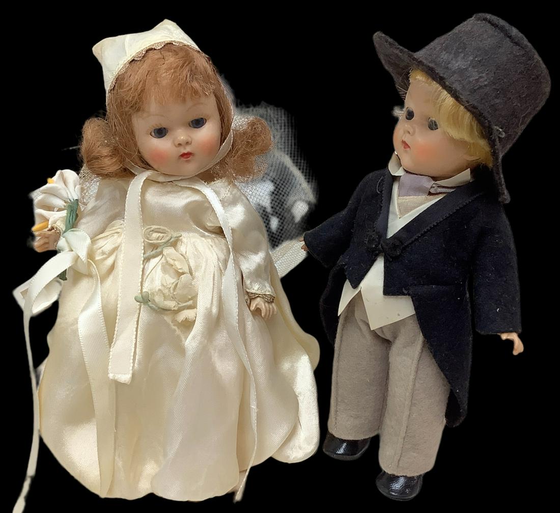 Lot of 2 Bride & Groom Ginny dolls in hard plastic @ (1 of 2)