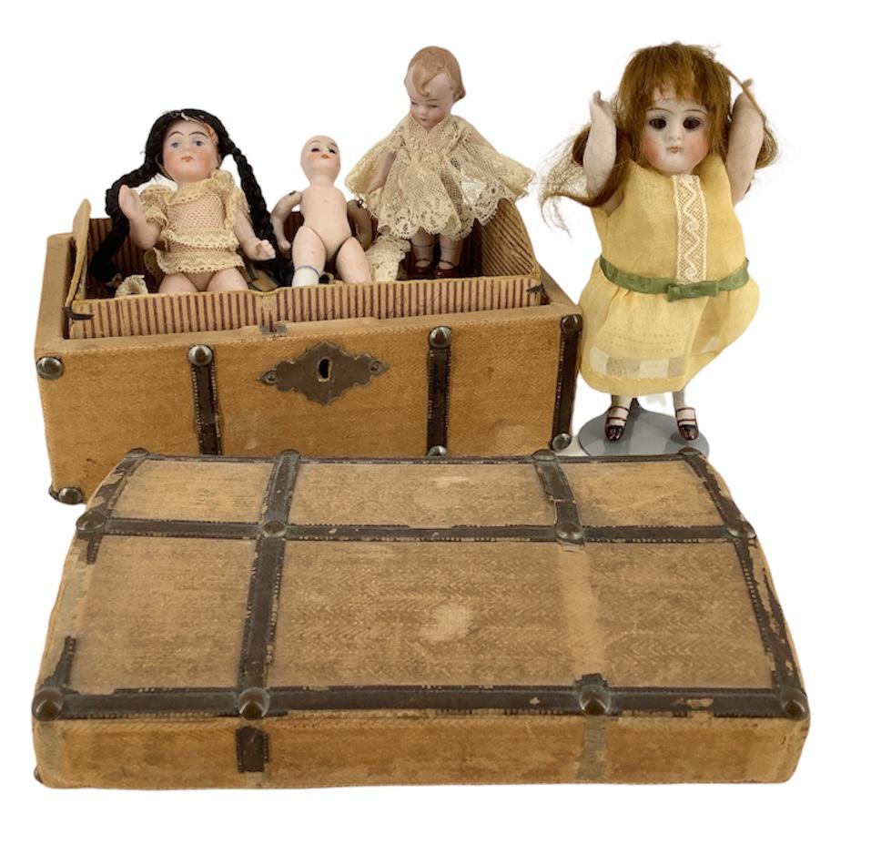 Lot of 4 small all-bisque dolls including 5" girl with (1 of 1)