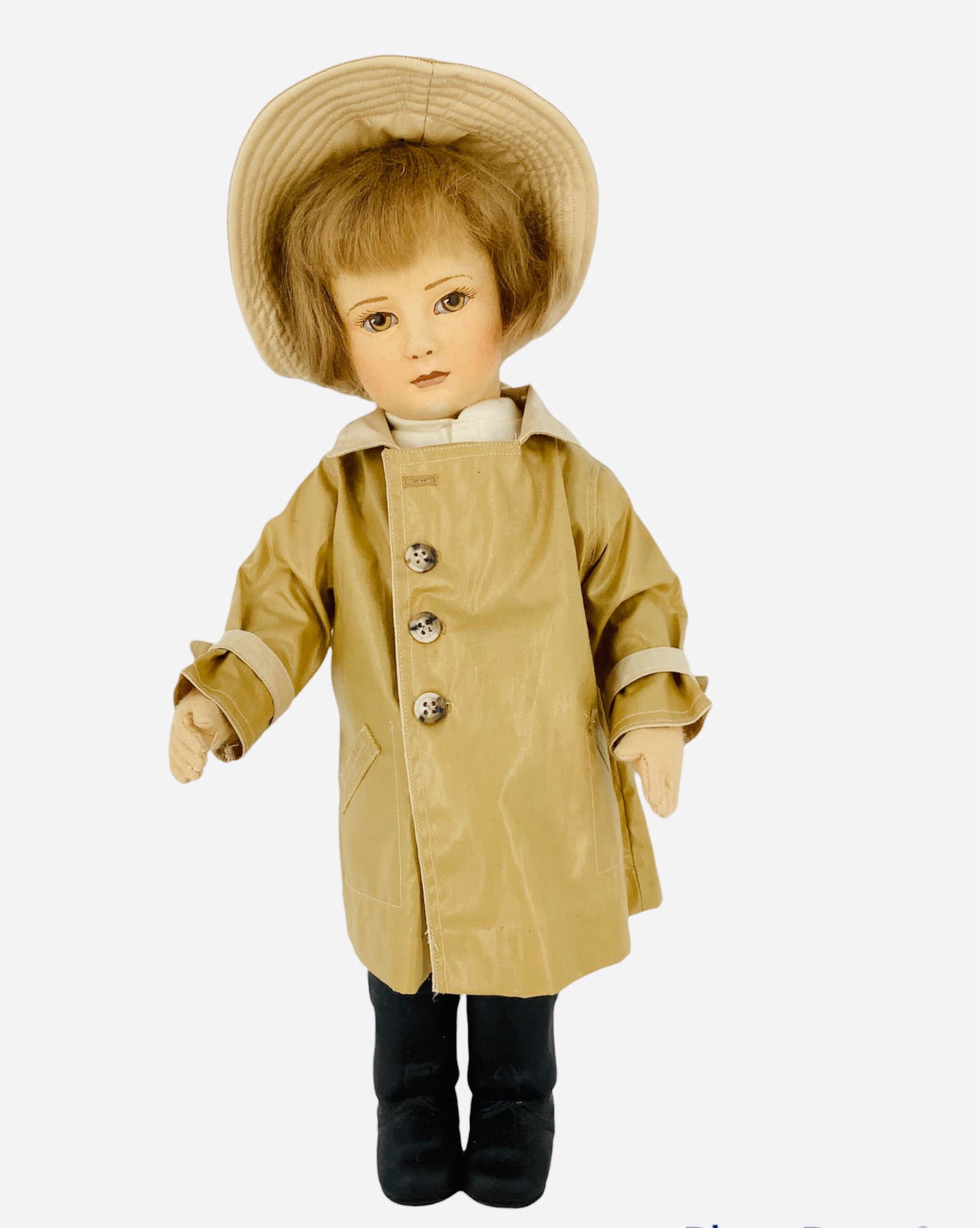 All wool felt Christopher Robin Series II by R. John: All wool felt Christopher Robin Series II by R. John Wright. Molded swivel head with mohair wig and painted facial features, applied ears, on five piece body with disk jointed arms and legs. Dressed i