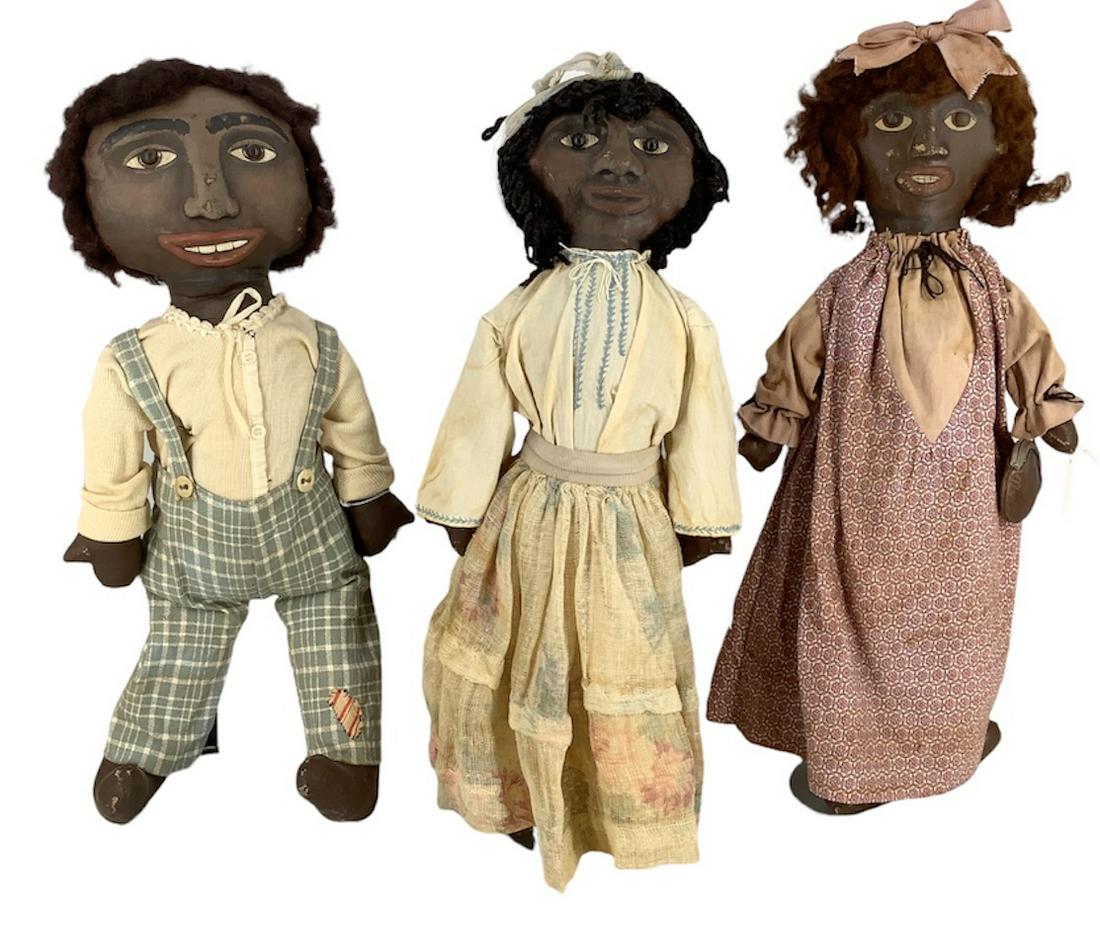Lot of (3) 21", 20" & 19" vintage cloth dolls with (1 of 1)
