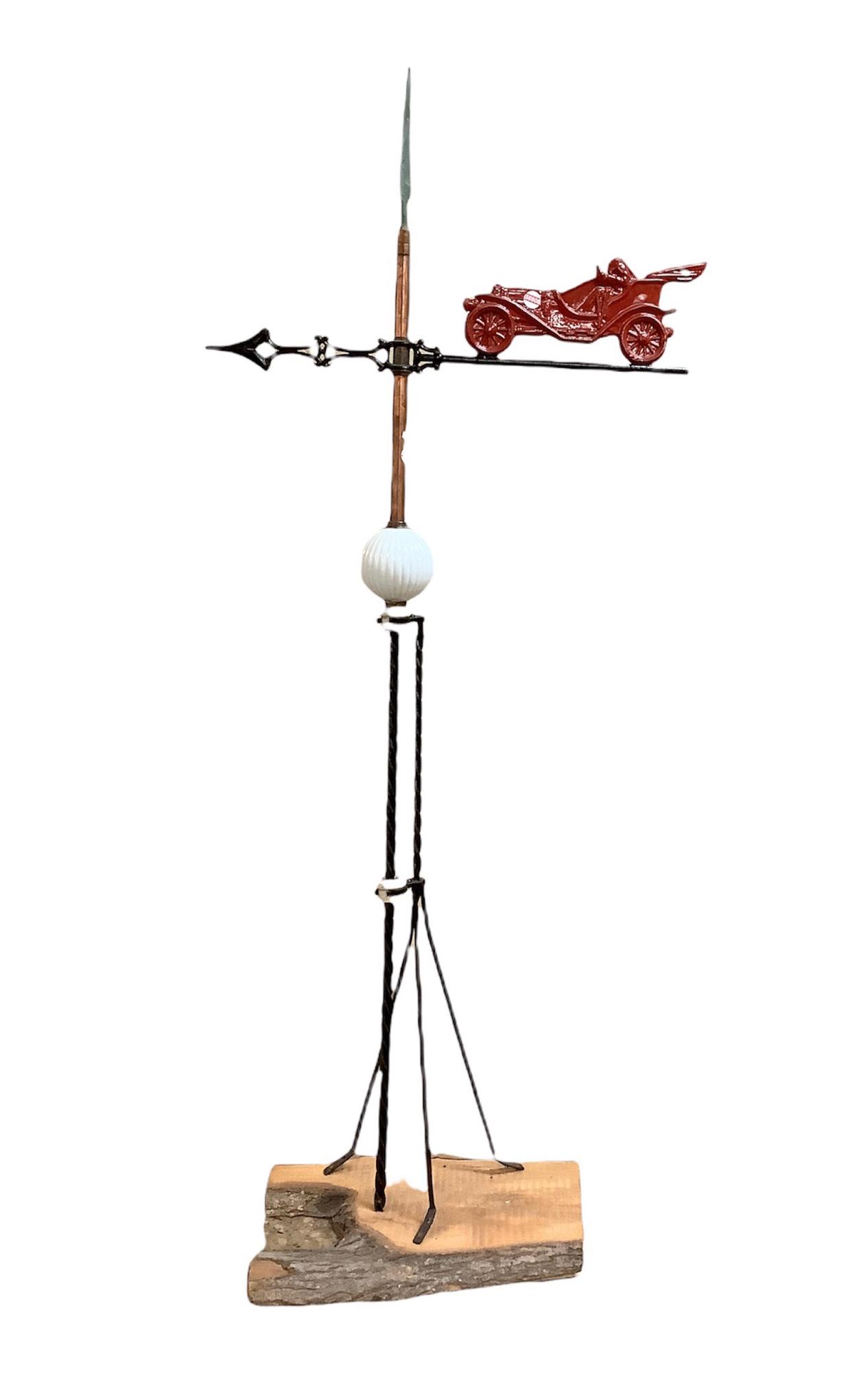 Lightning rod with painted car wind direction arrow, (1 of 2)