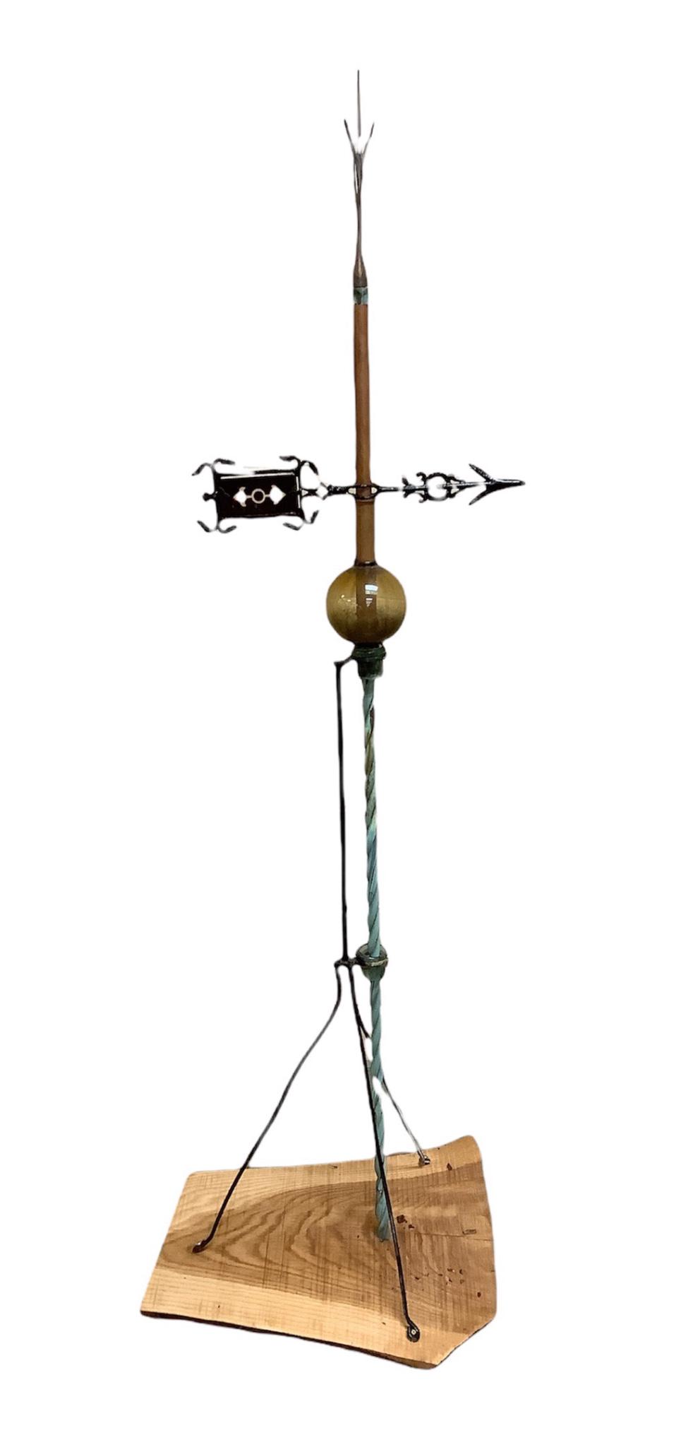 Lightning rod with red stained glass wind direction (1 of 2)