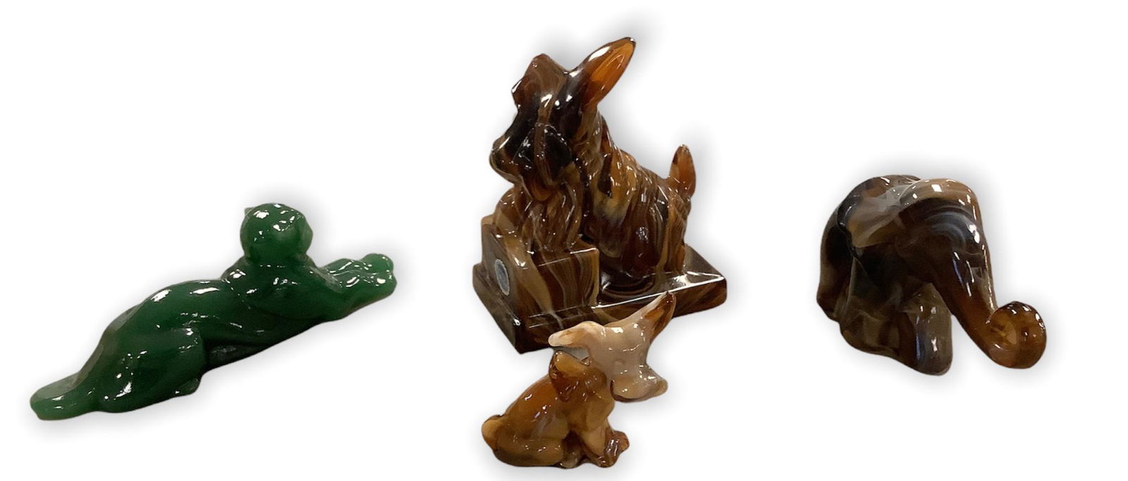 4 glass animals including Imperial Glass Parlour puppy (1 of 1)