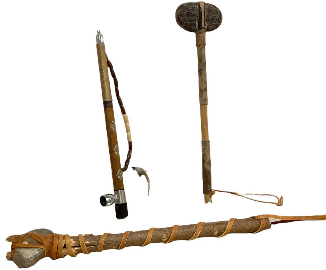 (2) Native American Indian war club tomahawk 21" and (1 of 2)