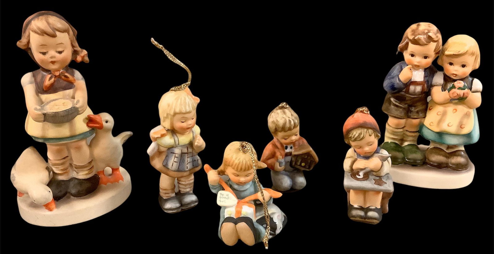 2 Hummel figurines and 4 Hummel ornaments. Various: 2 Hummel figurines and 4 Hummel ornaments. Various trademarks
