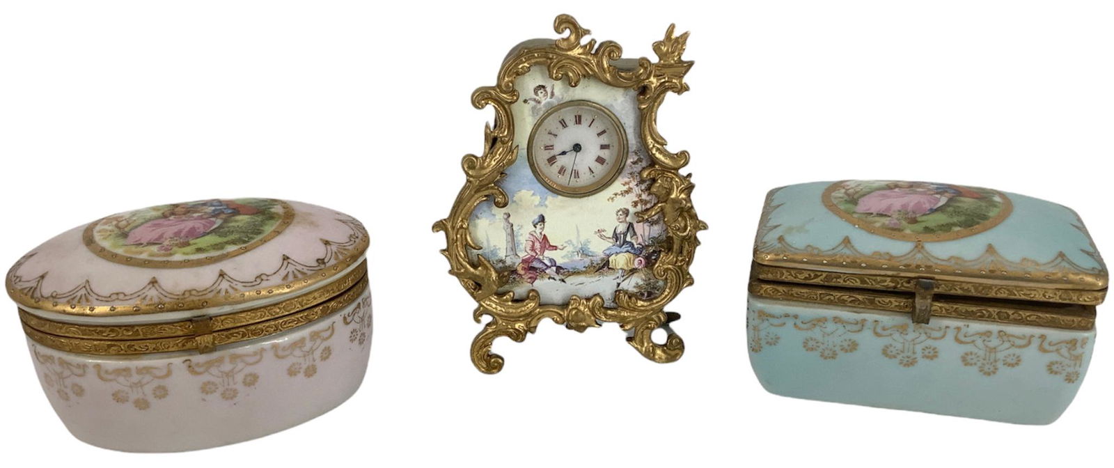 Lot of 3 including 2 chatelaine trinket boxes & 4 1/4" (1 of 3)