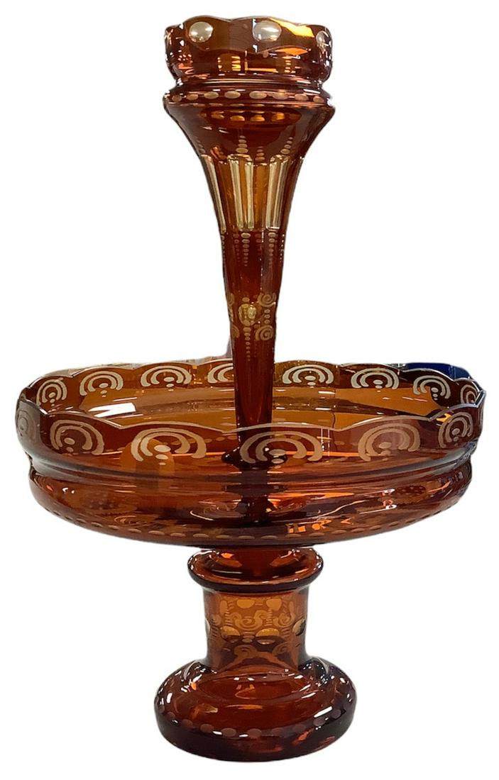 Epergne vase, ruby cut-to-clear, 15"h. (1 of 1)