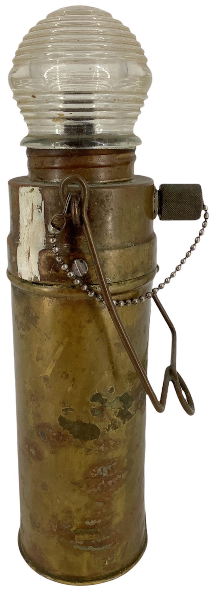 Vintage Ã¬Perko" brass dry cell marine lantern w/ clear (1 of 1)