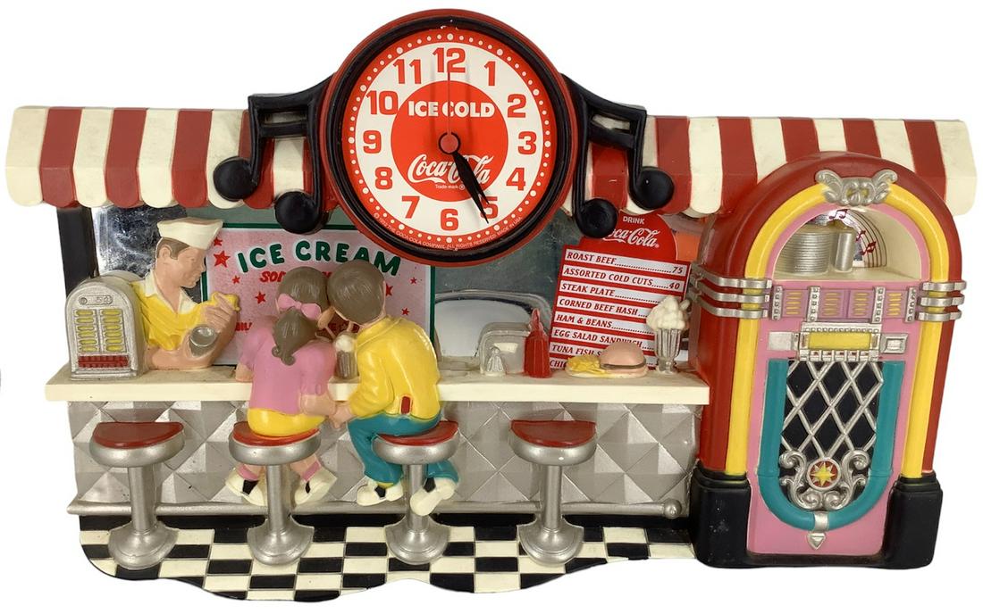 Coca-Cola wall clock(battery operated) 13" tall x 21" (1 of 2)