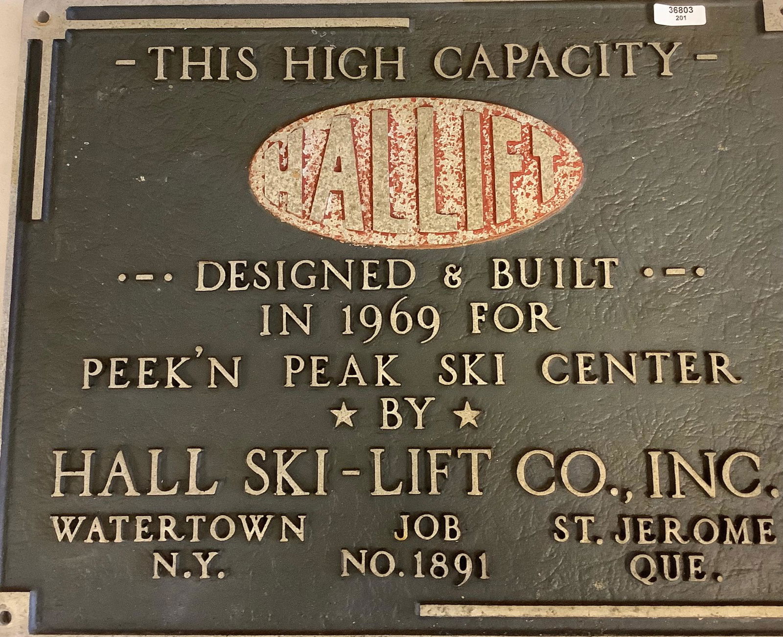 Peek n Peak Original Heavy Aluminum Plaque Dated 1969 (1 of 1)