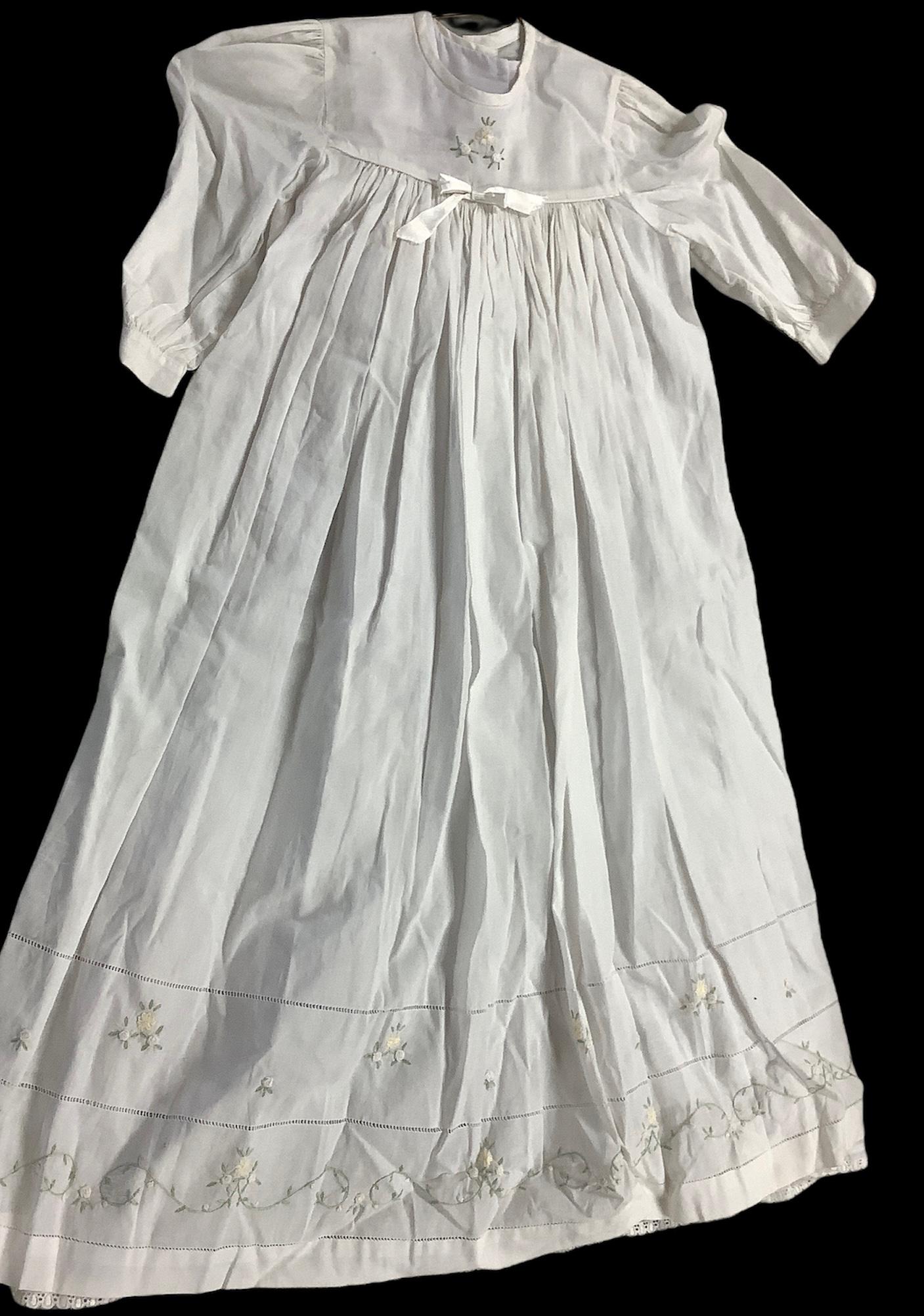 3 christening dresses, beaded evening purse and 3 black (1 of 4)