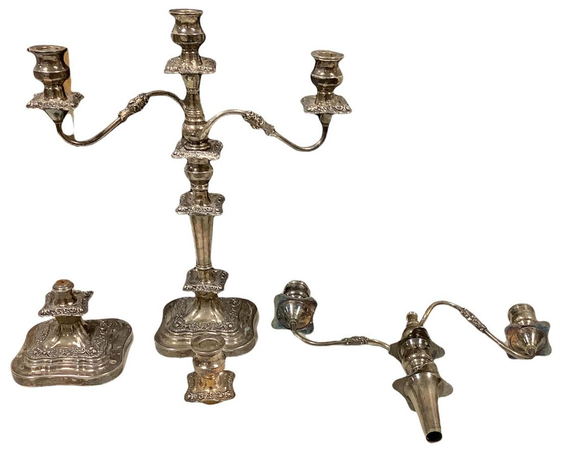 Two candelabras, repair needed on one, 19"h x 16"w.: Two candelabras, repair needed on one, 19"h x 16"w.