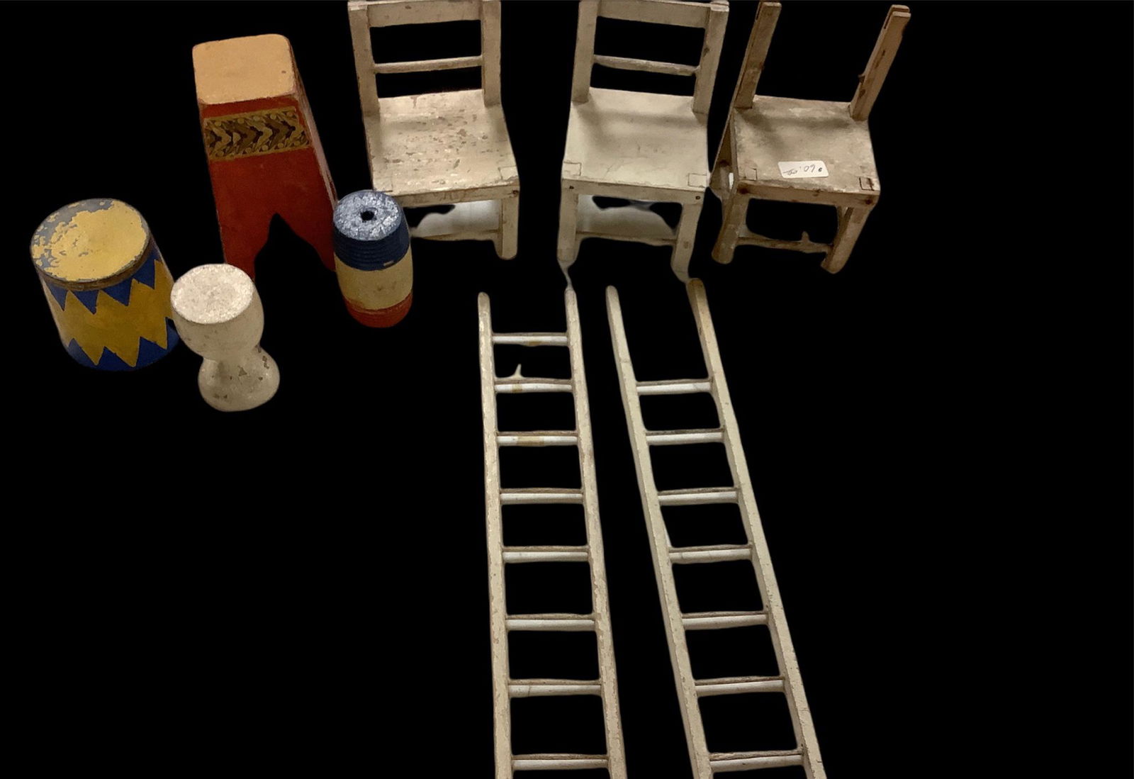 Schoenhut Circus wood accessories. Count of 9. With a (1 of 1)