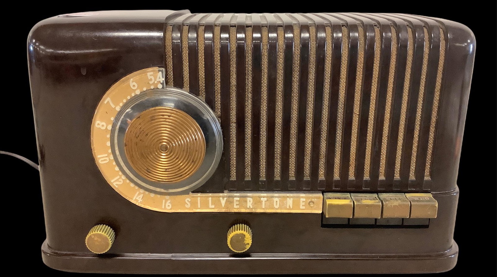 1930"s "Silvertone" model radio in brown plastic case. (1 of 2)