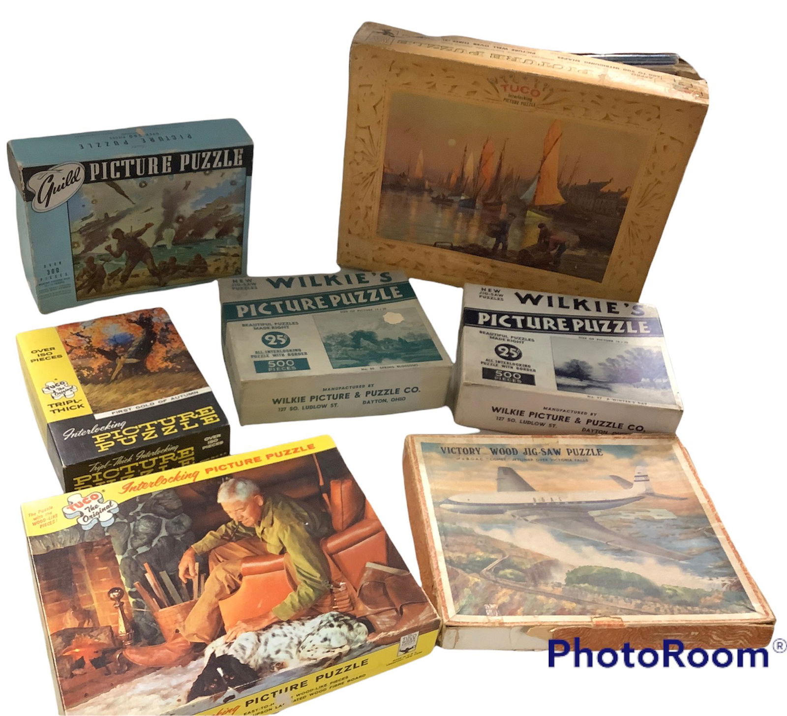 Lot of 7 opened vintage puzzles. Pieces not counted. (1 of 1)