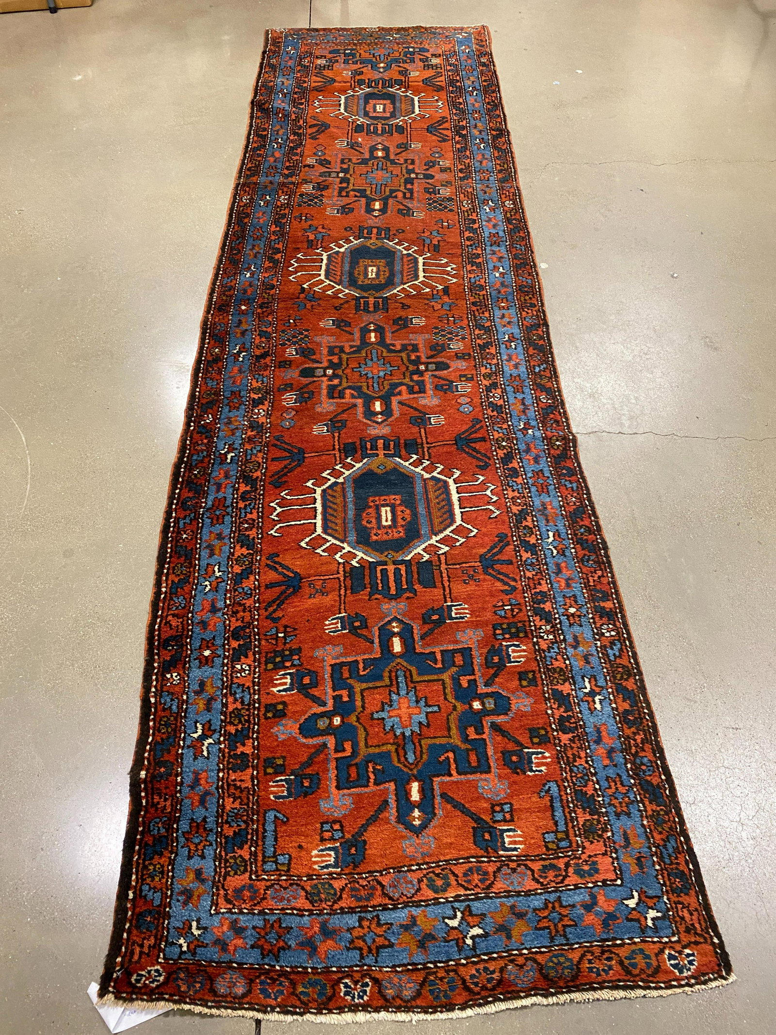 Antique Heriz runner rug, circa 1910's, 3' x 11' 7". (1 of 6)