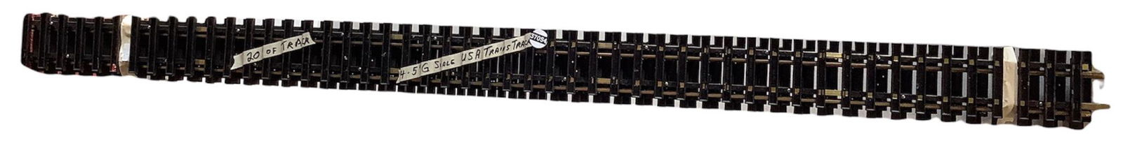 Four sections of 5â€™ G-scale track, USA trains (1 of 1)