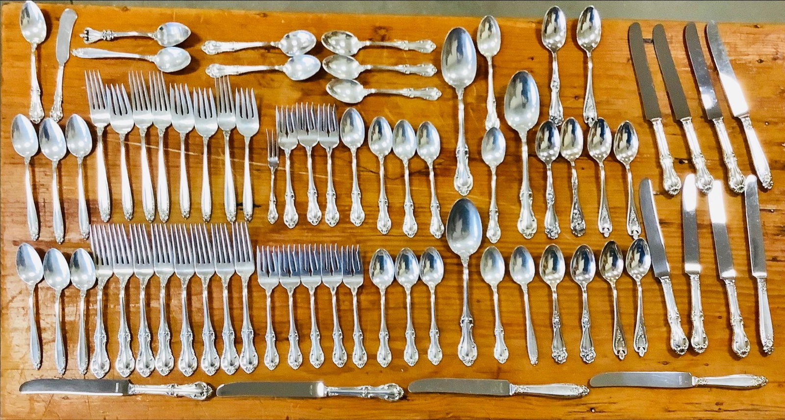Sterling Silver and Silver Plate Flatware and Serveware: Sterling Silver and Silver Plate Flatware and Serveware 64.325 troy ounces total weight. Sterling handled knives and plated items not included in total weight. many pieces from the International "Joan