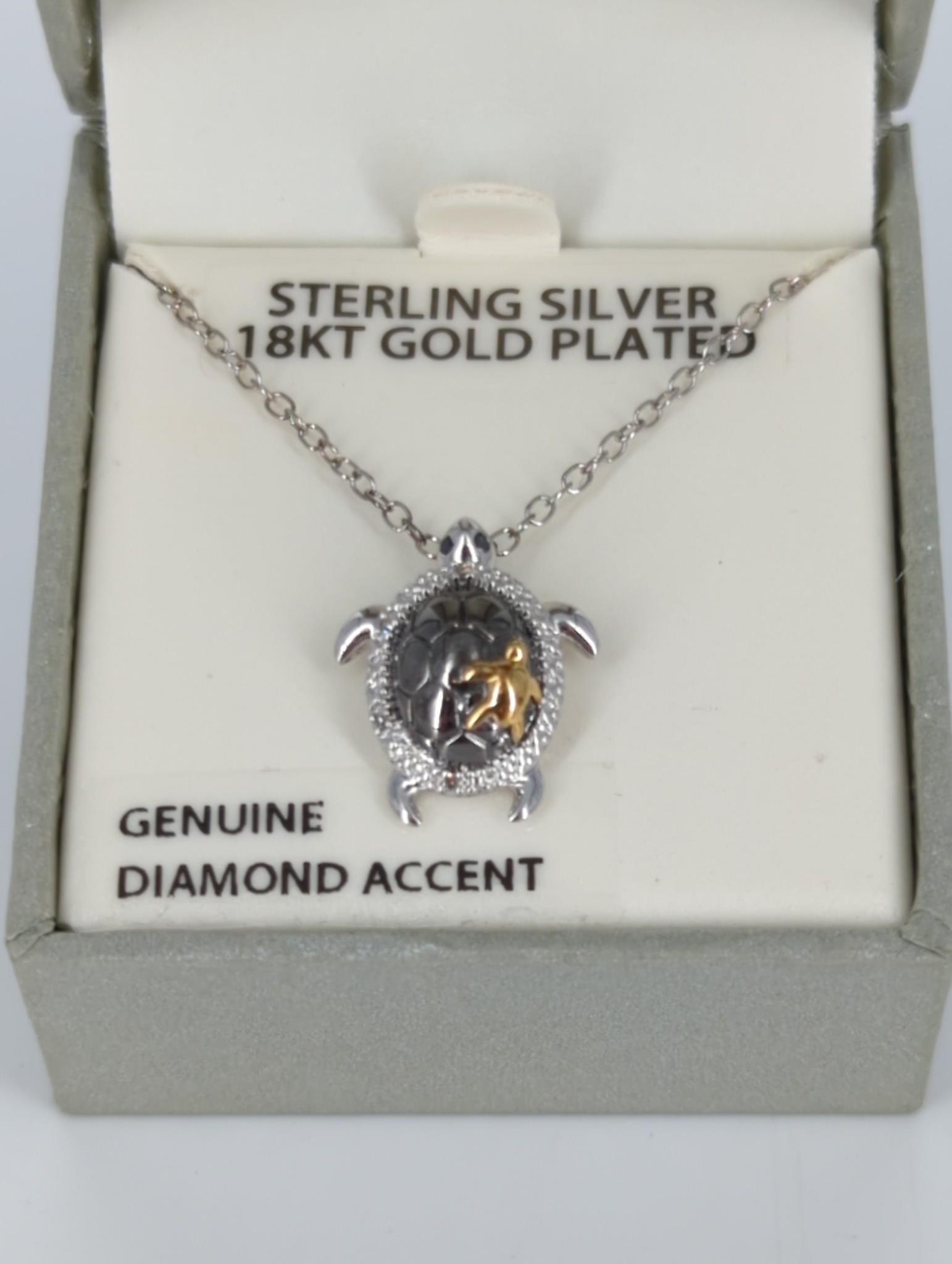 New Sterling Silver Necklace With Gold Overlay & Diamond Accents (1 of 6)