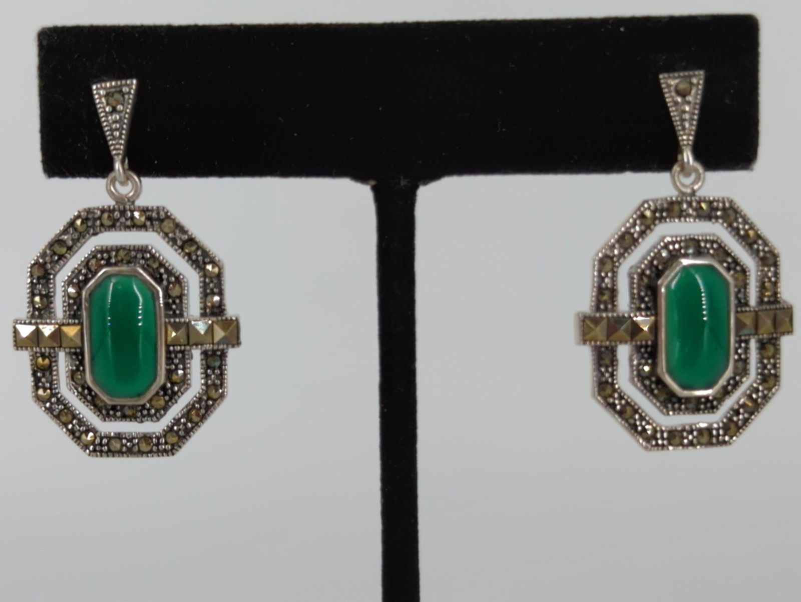 Sterling Silver & Marcasite Dangle Earrings (1 of 4)