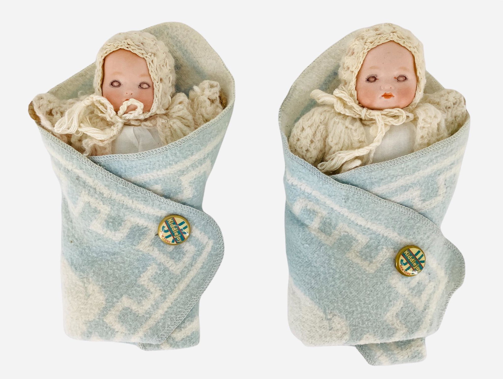 Twin Armand Marseille 341 "Kiddiejoy" bisque flange head babies. 8" all original solid dome dolls (1 of 1)