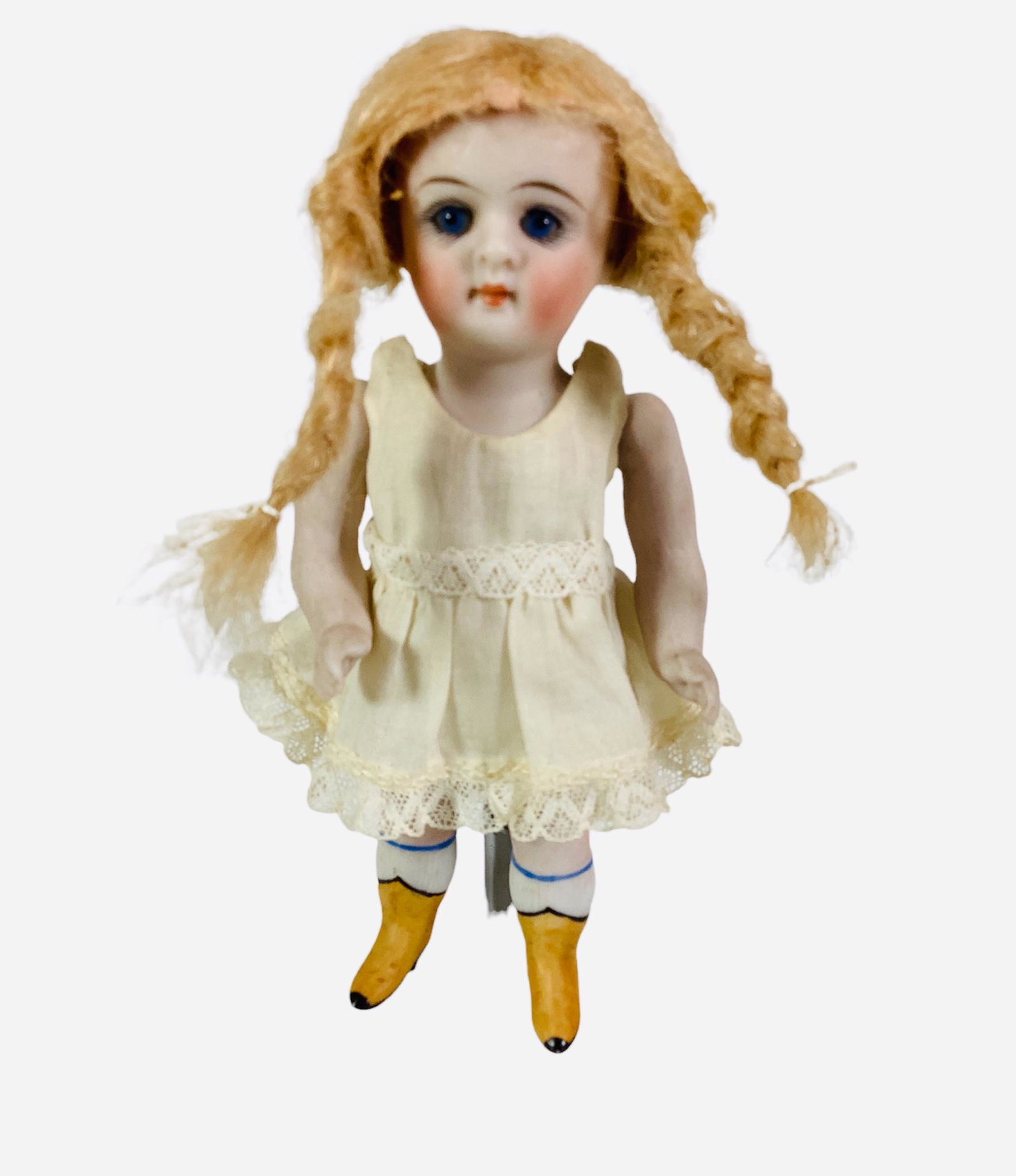 Kestner 184 all bisque girl. 5 1/2" doll with one-piece head/torso, string jointed arms and legs, (1 of 2)