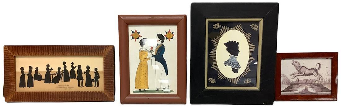 Lot of 4 pieces of framed art, ranging in size from 6" x 4.5" - 8" x 9.5". (1 of 1)