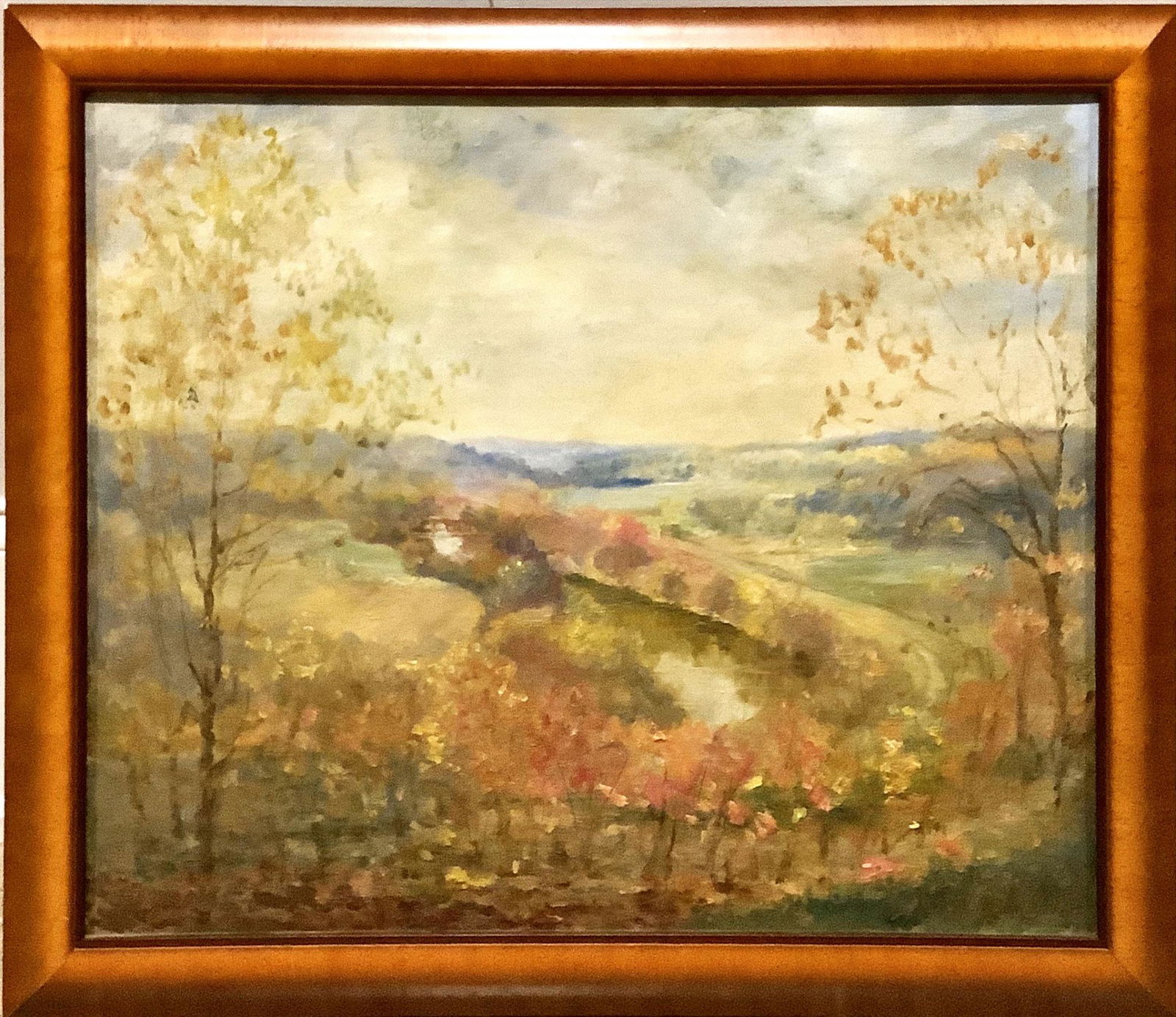 Conn Baker (Ohio) oil on canvas landscape with river. Signed lower right. Part of the collection (1 of 3)