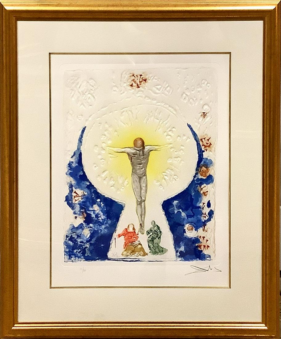 Salvadore Dali print, "Lihostie from apocalypse Selan Saint Jean". Double sided, 29.5" x 34.5" (1 of 5)